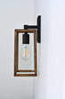Wall Lights, Exterior Light Fixture, Clear Glass Garage Light, Modern Outdoor Lights Sconce with Waterproof, for Patio, E26 Socket Black+Wood Finish Load image into Gallery viewer, Wall Lights, Exterior Light Fixture, Clear Glass Garage Light, Modern Outdoor Lights Sconce with Waterproof, for Patio, E26 Socket Black+Wood Finish