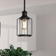 1 - Light Birdcage Shape Pendant Light, Matte Black Finish, Clear Glass Shade, E26 Base, UL Listed - LEDMyPlace Load image into Gallery viewer, 1 - Light Birdcage Shape Pendant Light, Matte Black Finish, Clear Glass Shade, E26 Base, UL Listed - LEDMyPlace