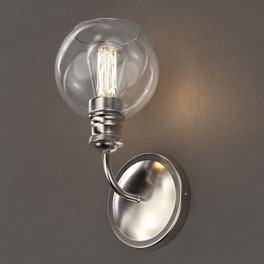 1-Light Dome Shape Wall Sconce Light with Clear Glass, Brushed Nickel Finish, E26 Base, UL Listed for Damp Location, 3 Years Warranty 1-Light Dome Shape Wall Sconce Light with Clear Glass, Brushed Nickel Finish, E26 Base, UL Listed for Damp Location, 3 Years Warranty