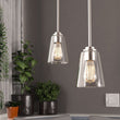 1 - Light Flared Shape Pendant Lighting Fixture with Clear Glass Shade, E26 Base, UL Listed for Damp Location - LEDMyPlace Load image into Gallery viewer, 1 - Light Flared Shape Pendant Lighting Fixture with Clear Glass Shade, E26 Base, UL Listed for Damp Location - LEDMyPlace