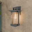 1 - Light Outdoor Wall Sconce, Matte Black, Clear Seeded Glass Shade, Outdoor Lighting Modern, Front Porch Décor, E26 Bulb, Patio Decor - LEDMyPlace Load image into Gallery viewer, 1 - Light Outdoor Wall Sconce, Matte Black, Clear Seeded Glass Shade, Outdoor Lighting Modern, Front Porch Décor, E26 Bulb, Patio Decor - LEDMyPlace