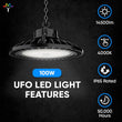 100W UFO High Bay LED Shop Lights 4000K, 1 - 10V Dimmable, AC120 - 277V, UL, DLC Listed, Commercial Warehouse Workshop Garage Factory Lighting Fixture - LEDMyPlace Load image into Gallery viewer, 100W UFO High Bay LED Shop Lights 4000K, 1 - 10V Dimmable, AC120 - 277V, UL, DLC Listed, Commercial Warehouse Workshop Garage Factory Lighting Fixture - LEDMyPlace