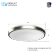 11 in. Round Brushed Nickel Dimmable Flush Mount Ceiling Light, Single Ring, 1050 Lumens, Power 15W, 3 Color Switchable (3000K/4000K/5000K) - LEDMyPlace Load image into Gallery viewer, 11 in. Round Brushed Nickel Dimmable Flush Mount Ceiling Light, Single Ring, 1050 Lumens, Power 15W, 3 Color Switchable (3000K/4000K/5000K) - LEDMyPlace