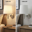 11″W x 16″H Single Wall Lamp with White Linen Shade – Brushed Nickel Finish - 4 Pack - LEDMyPlace Load image into Gallery viewer, 11″W x 16″H Single Wall Lamp with White Linen Shade – Brushed Nickel Finish - 4 Pack - LEDMyPlace