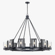 12 - Light Ring Chandelier Ceiling Light in Matte Black Finish with Clear Glass, Diam 50" Height 39", 120V, Bulb Type B10, Socket Type E12, Max wattage Per Socket 60W - LEDMyPlace Load image into Gallery viewer, 12 - Light Ring Chandelier Ceiling Light in Matte Black Finish with Clear Glass, Diam 50" Height 39", 120V, Bulb Type B10, Socket Type E12, Max wattage Per Socket 60W - LEDMyPlace