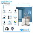 12W LED Outdoor Wall Lantern Fixture with Water Glass Shade, 4000K (Cool White), Dimmable, ETL Listed - LEDMyPlace Load image into Gallery viewer, 12W LED Outdoor Wall Lantern Fixture with Water Glass Shade, 4000K (Cool White), Dimmable, ETL Listed - LEDMyPlace