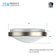 14 in. Round Brushed Nickel Dimmable Flush Mount Ceiling Light, Single Ring - 1750 Lumens - Power - 25W - 3 Color Switchable (3000K/4000K/5000K) - LEDMyPlace Load image into Gallery viewer, 14 in. Round Brushed Nickel Dimmable Flush Mount Ceiling Light, Single Ring - 1750 Lumens - Power - 25W - 3 Color Switchable (3000K/4000K/5000K) - LEDMyPlace