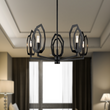 6-Light Black Finish Chandelier Light with Snow Glass, E12 Base, Width 24" Height 10", 120V, Bulb Type B10, Socket type E12, Max wattage Per Socket 60W Load image into Gallery viewer, 6-Light Black Finish Chandelier Light with Snow Glass, E12 Base, Width 24" Height 10", 120V, Bulb Type B10, Socket type E12, Max wattage Per Socket 60W