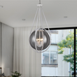 4-Light Chandelier Light Fixture Black Textured White Finish Hardware with White Rope and Clear Glass ,E12 Base Load image into Gallery viewer, 4-Light Chandelier Light Fixture Black Textured White Finish Hardware with White Rope and Clear Glass ,E12 Base
