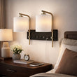 17.5″W x 13″H Double Wall Lamp with White Linen Shades – Matte Black or Brushed Nickel Finish - 2 Pack - LEDMyPlace Load image into Gallery viewer, 17.5″W x 13″H Double Wall Lamp with White Linen Shades – Matte Black or Brushed Nickel Finish - 2 Pack - LEDMyPlace