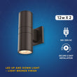 LED Up & Down Lights Outdoor, Cylinder, 12WX2, AC100- 277V, 80-90 Lm/W, IP65, Light Bronze Finish, Double Side Load image into Gallery viewer, LED Up & Down Lights Outdoor, Cylinder, 12WX2, AC100- 277V, 80-90 Lm/W, IP65, Light Bronze Finish, Double Side