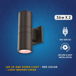 LED Up & Down Lights Outdoor Wall Light, Cylinder Outdoor Sconces, 2x36W, AC100- 277V, Double Side Light (Avail Color - Red, Green, Blue) Load image into Gallery viewer, LED Up & Down Lights Outdoor Wall Light, Cylinder Outdoor Sconces, 2x36W, AC100- 277V, Double Side Light (Avail Color - Red, Green, Blue)