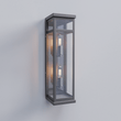2 - Light Wall Sconce, E12 Holder, 2X40W, Matte Black, Rectangular, Clear Glass Panels, 22 1/4" H x 5 1/2" W, Extends 6" from the wall - LEDMyPlace Load image into Gallery viewer, 2 - Light Wall Sconce, E12 Holder, 2X40W, Matte Black, Rectangular, Clear Glass Panels, 22 1/4" H x 5 1/2" W, Extends 6" from the wall - LEDMyPlace