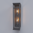 2 - Light Wall Sconce, E12 Holder, 2X40W, Matte Black, Rectangular, Clear Glass Panels, 22 1/4" H x 5 1/2" W, Extends 6" from the wall - LEDMyPlace Load image into Gallery viewer, 2 - Light Wall Sconce, E12 Holder, 2X40W, Matte Black, Rectangular, Clear Glass Panels, 22 1/4" H x 5 1/2" W, Extends 6" from the wall - LEDMyPlace