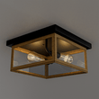 2 - Light Wood Frame Flush Mount Ceiling Light with Black Sockets - LEDMyPlace Load image into Gallery viewer, 2 - Light Wood Frame Flush Mount Ceiling Light with Black Sockets - LEDMyPlace