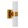 2 - Lights, Wall Sconce with White Glass Shade, Brushed Brass Finish, Dim: L13.5"xW4.45"xE5", Hallway Light Fixtures - LEDMyPlace Load image into Gallery viewer, 2 - Lights, Wall Sconce with White Glass Shade, Brushed Brass Finish, Dim: L13.5"xW4.45"xE5", Hallway Light Fixtures - LEDMyPlace