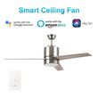 Ranger 52 In. 3-Blade Led Indoor Wi-Fi Best Smart Ceiling Fan with Light Kit, Best Smart Wall Switch, Alexa/Google Home/Siri Compatible, Silver Wooden Pattern Load image into Gallery viewer, Ranger 52 In. 3-Blade Led Indoor Wi-Fi Best Smart Ceiling Fan with Light Kit, Best Smart Wall Switch, Alexa/Google Home/Siri Compatible, Silver Wooden Pattern