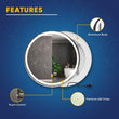 24 Inch Round LED Lighted Bathroom Vanity Mirror with Shelf, Touch Switch, Defogger and CCT Remembrance, CRI 90+, Raven Round Style - LEDMyPlace Load image into Gallery viewer, 24 Inch Round LED Lighted Bathroom Vanity Mirror with Shelf, Touch Switch, Defogger and CCT Remembrance, CRI 90+, Raven Round Style - LEDMyPlace