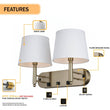 24"W x 16"H Double Wall Lamp with White Linen Shades – Plated Brushed Nickel Finish - 2 Pack - LEDMyPlace Load image into Gallery viewer, 24"W x 16"H Double Wall Lamp with White Linen Shades – Plated Brushed Nickel Finish - 2 Pack - LEDMyPlace