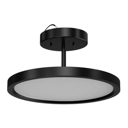 28W Round Shape LED Semi Flush Mount Ceiling Lights, Matte Black Finish with White Acrylic Shade, 1950LM, Dimmable 28W Round Shape LED Semi Flush Mount Ceiling Lights, Matte Black Finish with White Acrylic Shade, 1950LM, Dimmable