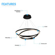 3 - Ring LED Light Circular Chandelier, 102W, 3000K, 4335LM, Matte Black Body Finish, Dimmable, Pendant Mounting - LEDMyPlace Load image into Gallery viewer, 3 - Ring LED Light Circular Chandelier, 102W, 3000K, 4335LM, Matte Black Body Finish, Dimmable, Pendant Mounting - LEDMyPlace