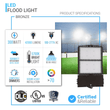 300 watt LED Flood Light 5700K IP65 39000 Lumens Bronze, Dimmable, Floodlight for Backyard|Court|Stadium|Yard, Outdoor Waterproof Security Lights, Arena Lights - LEDMyPlace Load image into Gallery viewer, 300 watt LED Flood Light 5700K IP65 39000 Lumens Bronze, Dimmable, Floodlight for Backyard|Court|Stadium|Yard, Outdoor Waterproof Security Lights, Arena Lights - LEDMyPlace