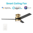 Ranger 52 In. 3-Blade Indoor Gold/black Best Smart Ceiling Fan with LED Light, Alexa/Google Home/Siri Compatible, Best Smart Wall Switch Load image into Gallery viewer, Ranger 52 In. 3-Blade Indoor Gold/black Best Smart Ceiling Fan with LED Light, Alexa/Google Home/Siri Compatible, Best Smart Wall Switch