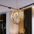 9-Light Brass Finish Hardware with Nature Brown Corn Leaf Rope Pendant Light, E12 Base Load image into Gallery viewer, 9-Light Brass Finish Hardware with Nature Brown Corn Leaf Rope Pendant Light, E12 Base