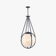 4 - Light Chandelier Light Fixture Black Finish Hardware with Black Rope and Translucency whilte glass ,E12 Base - LEDMyPlace Load image into Gallery viewer, 4 - Light Chandelier Light Fixture Black Finish Hardware with Black Rope and Translucency whilte glass ,E12 Base - LEDMyPlace