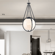 4 - Light Chandelier Light Fixture Black Finish Hardware with Black Rope and Translucency whilte glass ,E12 Base - LEDMyPlace Load image into Gallery viewer, 4 - Light Chandelier Light Fixture Black Finish Hardware with Black Rope and Translucency whilte glass ,E12 Base - LEDMyPlace
