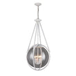 4 - Light Chandelier Light Fixture Black Textured White Finish Hardware with White Rope and Clear Glass ,E12 Base - LEDMyPlace Load image into Gallery viewer, 4 - Light Chandelier Light Fixture Black Textured White Finish Hardware with White Rope and Clear Glass ,E12 Base - LEDMyPlace