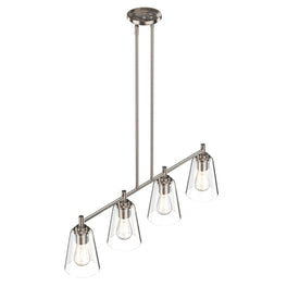 4-Lights Island Linear Pendant Light with Clear Glass Shade, E26 Base, UL Listed for Damp Location 4-Lights Island Linear Pendant Light with Clear Glass Shade, E26 Base, UL Listed for Damp Location