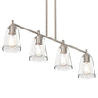 4 - Lights Island Linear Pendant Light with Clear Glass Shade, E26 Base, UL Listed for Damp Location - LEDMyPlace Load image into Gallery viewer, 4 - Lights Island Linear Pendant Light with Clear Glass Shade, E26 Base, UL Listed for Damp Location - LEDMyPlace