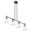 4 - Lights Island Linear Pendant Light with Clear Glass Shade, E26 Base, UL Listed for Damp Location - LEDMyPlace Load image into Gallery viewer, 4 - Lights Island Linear Pendant Light with Clear Glass Shade, E26 Base, UL Listed for Damp Location - LEDMyPlace