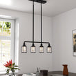 4 - Lights Linear Pendant Light with Clear Glass Shades, Matte Black Finish, UL Listed for Damp Location, E26 Base - LEDMyPlace Load image into Gallery viewer, 4 - Lights Linear Pendant Light with Clear Glass Shades, Matte Black Finish, UL Listed for Damp Location, E26 Base - LEDMyPlace