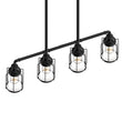4 - Lights Linear Pendant Light with Clear Glass Shades, Matte Black Finish, UL Listed for Damp Location, E26 Base - LEDMyPlace Load image into Gallery viewer, 4 - Lights Linear Pendant Light with Clear Glass Shades, Matte Black Finish, UL Listed for Damp Location, E26 Base - LEDMyPlace