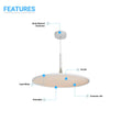 41W Round Plate Pendant Light, 3000K, 2225LM, Diameter 17.3" x 55"H, Dimmable, Home Office Lighting - LEDMyPlace Load image into Gallery viewer, 41W Round Plate Pendant Light, 3000K, 2225LM, Diameter 17.3" x 55"H, Dimmable, Home Office Lighting - LEDMyPlace