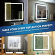 36 in. X 36 in. LED Lighted Bathroom Vanity Mirror, Anti Fog, CRI 90+, Adjustable Color Temperature & Remembrance, Makeup Mirror, Touch Button, Inner Window Style Load image into Gallery viewer, 36 in. X 36 in. LED Lighted Bathroom Vanity Mirror, Anti Fog, CRI 90+, Adjustable Color Temperature & Remembrance, Makeup Mirror, Touch Button, Inner Window Style