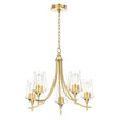 5 - Lights Chandelier Light - Brass Gold Finish with Clear Glass Shades, E26 Socket, UL Listed for Damp Location, 3 Years Warranty - LEDMyPlace Load image into Gallery viewer, 5 - Lights Chandelier Light - Brass Gold Finish with Clear Glass Shades, E26 Socket, UL Listed for Damp Location, 3 Years Warranty - LEDMyPlace