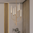 6 LED Lights Farmhouse Candle Chandeliers Satin Brass Finish Hardware with Hand Made Crystal - LEDMyPlace Load image into Gallery viewer, 6 LED Lights Farmhouse Candle Chandeliers Satin Brass Finish Hardware with Hand Made Crystal - LEDMyPlace