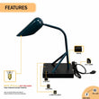 6.25″W x 16.2″H Black/Blue Table Lamp with E12 Socket, Outlet, and USB Ports - LEDMyPlace Load image into Gallery viewer, 6.25″W x 16.2″H Black/Blue Table Lamp with E12 Socket, Outlet, and USB Ports - LEDMyPlace
