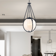 4-Light Chandelier Light Fixture Black Finish Hardware with Black Rope and Translucency whilte glass ,E12 Base Load image into Gallery viewer, 4-Light Chandelier Light Fixture Black Finish Hardware with Black Rope and Translucency whilte glass ,E12 Base