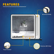 LED Lighted Bathroom Vanity Mirror With Shelf, Wall-Mounted, Touch Switch, Anti-Fog Adjustable Color Temperature & Remembrance, CRI 90+, Lighted Makeup Mirrors, Raven Style Load image into Gallery viewer, LED Lighted Bathroom Vanity Mirror With Shelf, Wall-Mounted, Touch Switch, Anti-Fog Adjustable Color Temperature & Remembrance, CRI 90+, Lighted Makeup Mirrors, Raven Style