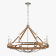 8 - Light Farmhouse Chandelier Diam 34'', E12 Base, Polished Nickel Finish Hardware with Nature Solid Ashwood - LEDMyPlace Load image into Gallery viewer, 8 - Light Farmhouse Chandelier Diam 34'', E12 Base, Polished Nickel Finish Hardware with Nature Solid Ashwood - LEDMyPlace