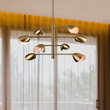 8-Light Chandelier Ceiling Light, Curved Disk Shades, Brass Finish Hardware, Width 33.5" Height 18.5", 120V, Bulb Type B10, Socket type E12, Max wattage Per Socket 60W Load image into Gallery viewer, 8-Light Chandelier Ceiling Light, Curved Disk Shades, Brass Finish Hardware, Width 33.5" Height 18.5", 120V, Bulb Type B10, Socket type E12, Max wattage Per Socket 60W