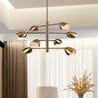 8-Light Chandelier Ceiling Light, Curved Disk Shades, Brass Finish Hardware, Width 33.5" Height 18.5", 120V, Bulb Type B10, Socket type E12, Max wattage Per Socket 60W Load image into Gallery viewer, 8-Light Chandelier Ceiling Light, Curved Disk Shades, Brass Finish Hardware, Width 33.5" Height 18.5", 120V, Bulb Type B10, Socket type E12, Max wattage Per Socket 60W