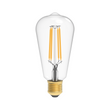 ST18 Dimmable Straight Filament Vintage Edison LED Light Bulb, 6W, 2700K, 600LM, 120V/60Hz, 4-filament, E26, Clear, Warm Amber Light Load image into Gallery viewer, ST18 Dimmable Straight Filament Vintage Edison LED Light Bulb, 6W, 2700K, 600LM, 120V/60Hz, 4-filament, E26, Clear, Warm Amber Light