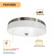 16″Dia x 3.625″H LED Ceiling Light with Frosted White Acrylic Shade – Brushed Nickel Finish Load image into Gallery viewer, 16″Dia x 3.625″H LED Ceiling Light with Frosted White Acrylic Shade – Brushed Nickel Finish