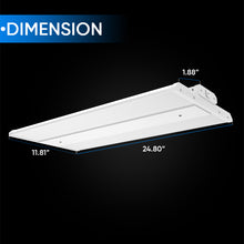 Load image into Gallery viewer, 2FT LED Linear High Bay Shop Light: 110W, 5700K, 15000LM, 120-277VAC, 0-10V Dimmable, UL DLC Listed - Perfect for Warehouses and Workshops