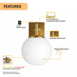 6.5″W x 10″H x 8″E Burnished Brass Wall Sconce with Frosted White Acrylic Shade and E26 Rocker-Switch Light - 4 Pack Load image into Gallery viewer, 6.5″W x 10″H x 8″E Burnished Brass Wall Sconce with Frosted White Acrylic Shade and E26 Rocker-Switch Light - 4 Pack